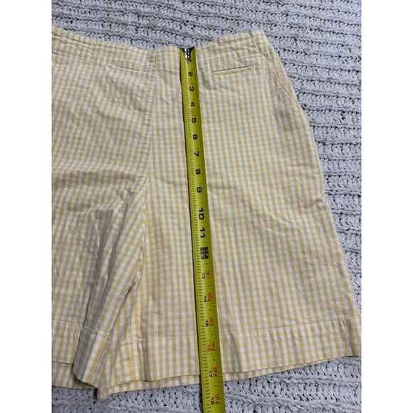 VTG Talbots Shorts Plaid 7" Inseam Women's Size 8 Butter Yellow Side Zip Stretch - Picture 5 of 9